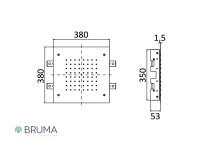 MEDIDAS ROCIADOR DUCHA EMPOTRADO 38x38 BRUMA